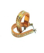 Copper TriColor Woven Design Pierced Earrings EUC - £17.34 GBP