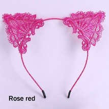 Women&#39;s Girl&#39;s Rose Red Polyester Headband Cute Lace Cat Ear Halloween S... - £3.39 GBP