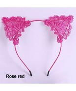 Women&#39;s Girl&#39;s Rose Red Polyester Headband Cute Lace Cat Ear Halloween S... - £3.38 GBP
