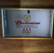 Vintage Anheuser Busch Budweiser Beer 2002 Olympic Mirror Sign 36x22 - $64.35