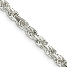 Sterling Silver 3.5mm Diamond-cut Rope 18 inch Chain - £127.34 GBP