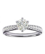 14 K white gold diamond engagement ring round Moissanite GRA Certified - €738,16 EUR