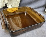 Anchor Hocking Fire King 8&quot; x 2&quot; Square Baking Dish 435 Harvest Amber Ca... - $11.88