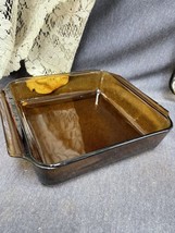 Anchor Hocking Fire King 8&quot; x 2&quot; Square Baking Dish 435 Harvest Amber Ca... - $11.88
