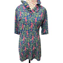  Simply Southern Seahorse Print Ruffle Collar Top Women’s Size S Coastal - $402.62 MXN