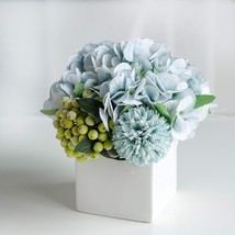 Fake Peony Flowers In Ceramic Vase,Faux Hydrangea Flower Arrangements For Home D - £29.81 GBP