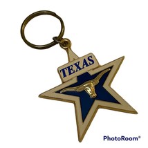 SSI Texas Longhorn Enamel Keychain Star Charm Souvenir Collector Gold Tone - £7.86 GBP