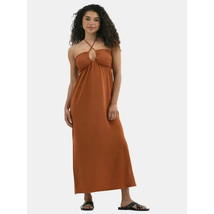 No Boundaries Women&#39;s Halter Maxi Dress LARGE (12-14) Saturn Rust Color NEW - $22.99