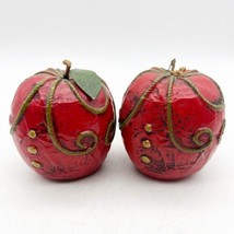 2 Vintage Fitz and Floyd FF Red Hand Painted Apple Paperweight 3&quot; x 3&quot; Japan - £23.69 GBP