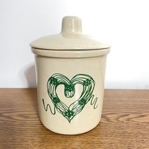 Robinson Ransbottom Pottery Roseville Ohio Green Heart 1 Qt High Jar With Lid - £15.49 GBP