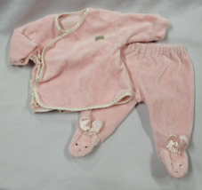 Bunnies By the Bay Soft Pink Velour Satin Easter Bunny 2 Pc Outfit Set G... - $24.74