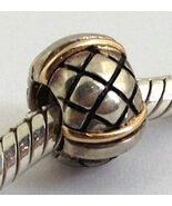Authentic Chamilia Retired Gold Lines Sterling Silver 14K Bead Charm Kb-... - $66.49