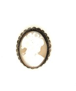 Antique  Signed Sterling Victorian Carved Shell Lady Cameo Oval Brooch P... - $1,218.04 MXN