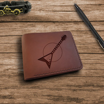 Guitar Gifts Personalized Mens Wallet Engraved Custom Leather Handmade W... - £35.97 GBP