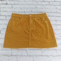 Forever 21 Skirt Womens Large Yellow Corduroy Cut Off Boho Mini Pockets Cotton - £15.71 GBP