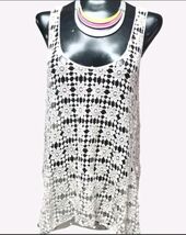 Beige Knitted Crochet Lace Pattern Mermaidcore Summer Tank Top Size Smal... - $22.20