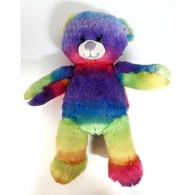 Build A Bear Rainbow Stripe Teddy Bear Plush Stuffed Animal Glitter Feet 16” BAB - £3.88 GBP