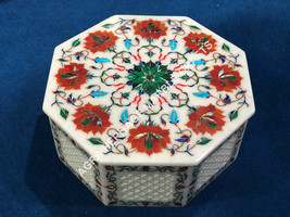 Filigree Marble Jewelry Storage Box Carnelian Multi Floral Inlay Gift Decor E461 - £918.27 GBP