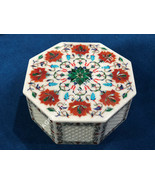 Filigree Marble Jewelry Storage Box Carnelian Multi Floral Inlay Gift De... - £905.11 GBP