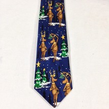 Holiday Tales 100% Silk Mistletoe Reindeer Christmas Tie 58&quot;inches - £12.36 GBP