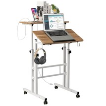 Mobile Stand Up Desk, Adjustable Laptop Desk With Wheels, Home Office Workstatio - £136.62 GBP