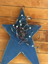 Large Rustic Thick Blue Painted Colonial Star w Overlaid Red White &amp; Blu... - $13.99