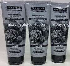 3X Freeman Pore Cleansing Volcanic Ash Peel-Off Gel Mask Men&#39;s 6 oz Brand NEW - £22.13 GBP