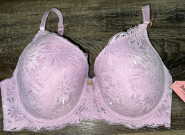 Juicy Couture ~ Women&#39;s T-Shirt Bra Light Purple Padded Underwire Nylon ~ 38DD - £17.24 GBP