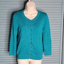 Nue Options Thin Button Down Sweater ~ Sz S ~ Teal ~ Long Sleeve - £17.97 GBP