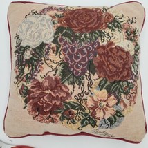 Glynda Turley  Floral Roses Tapestry Decor Throw Pillow 12” X 12” red back  - £14.46 GBP