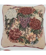 Glynda Turley  Floral Roses Tapestry Decor Throw Pillow 12” X 12” red back  - $335.93 MXN