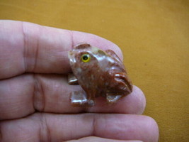 Y-FRO-17 baby red tan FROG carving stone gemstone SOAPSTONE love little ... - $8.59