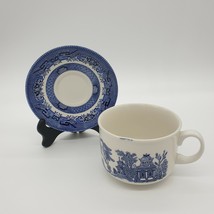 Churchill Large Coffee Soup Cup Saucer Blue White Glaze Error See Photo England - £10.36 GBP