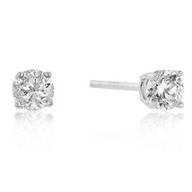 4mm New Sterling Round Cubic Zirconia Studs Silver - £15.02 GBP