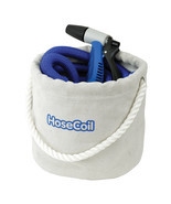 HOSECOIL CANVAS BUCKET W/75&#39; EXPANDABLE HOSE, RUBBER TIP NOZZLE &amp; QUICK ... - £55.07 GBP