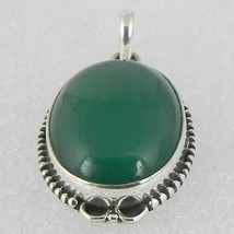 925 Sterling Silver Green Onyx Handmade Necklace 18&quot; Chain Festive Gift PS-2123 - £29.36 GBP
