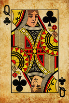 Playing Card Poster - Queen of Clubs #5 Canvas Art Poster 16&quot;x 24&quot; - £22.67 GBP