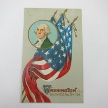 Postcard George Washington American Flags Patriotic Embossed Antique Unposted - £7.46 GBP