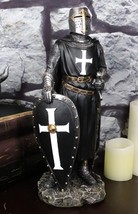 Ebros Black Cloaked Crusader Knight Of The Cross with Sword Shield Statue 11.5&quot;H - £35.95 GBP