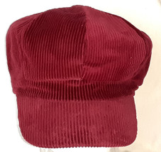 Red Corduroy Elastic Back Lined Womens Newsboy Poof Top Cap 6 Panels 100% Polyes - £6.22 GBP