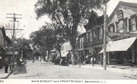 Greenport New York Main Front Street Dirt Road Stores Wagon Bicycle Postcard - £19.88 GBP