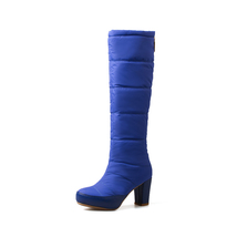 Winter Snow Boots Women Thermal Warm Down Knee High Boots Woman High Heel Red Bl - £64.17 GBP