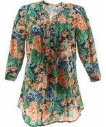 Liz Claiborne New York ~ Blue Floral Print ~  Button Up Tunic ~ Women&#39;s ... - $49.11 CAD