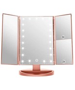 3 Folds Lighted Vanity Makeup Mirror 1X 2X 3X Magnification 21 LED Light... - $48.97