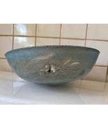 VTG Deco 3 Hole Ceiling Chain Hanging Light Lamp Shade &amp; Mount Blue Art ... - $49.50