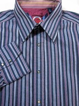 GORGEOUS Robert Graham Blue and Purple Stripe With Wings Shirt XL Rare - $91.12