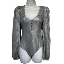 Tularosa Silver Metallic Long Sleeve Summer Bodysuit Size S - £22.86 GBP