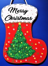 Merry Christmas Stocking Sign Wall Door Plaque Holiday Seasonal - £23.19 GBP