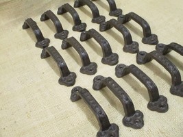 15 Rustic Cabinet Handle Cast Iron Drawer Pull Door Antique Style 5 1/2&quot;... - $31.99