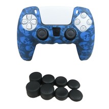 Silicone Skull Grip + (8) Multi Analog Thumb Caps For PS5 Controller Acc... - $8.99